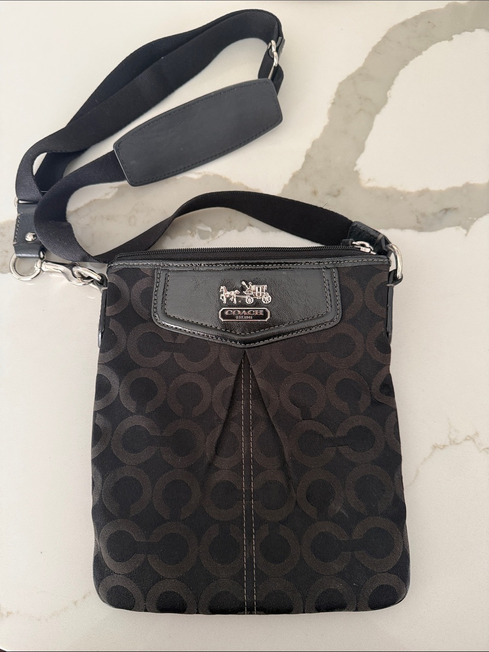 Coach Black and Dark Brown Signature Crossbody